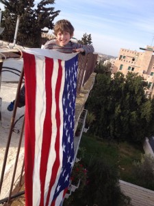 Osher with Old Glory waiting for President Obama on our roof